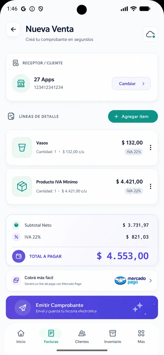 App móvil de ZenSei para facturar desde el celular