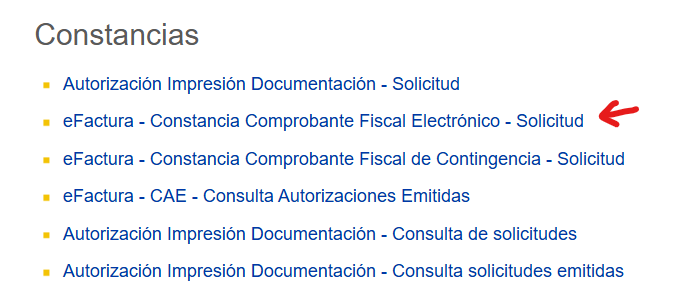 Opción de Solicitud de CAE